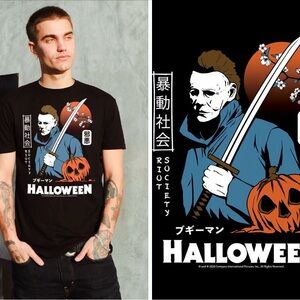 Riot Society Halloween Michael Myers Kanji Graphic Short Sleeve Black T-Shirt